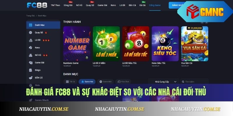 Đánh giá FC88 và sự khác biệt so với các nhà cái đối thủ