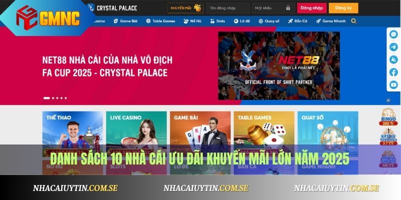 Danh sách 10 nhà cái  khuyến mãi khủng năm 2025