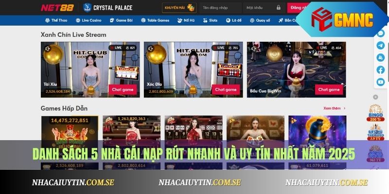 Danh sách 5 nhà cái nạp rút nhanh và uy tín nhất năm 2025